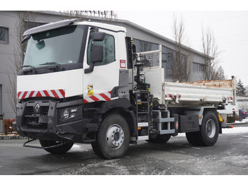 Pritsche LKW, Autokran RENAULT C380 / Hds HIAB 077 B-1 HIDUO / Double-sided dump truck: das Bild 2