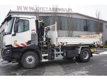 Pritsche LKW, Autokran RENAULT C380 / Hds HIAB 077 B-1 HIDUO / Double-sided dump truck: das Bild 4