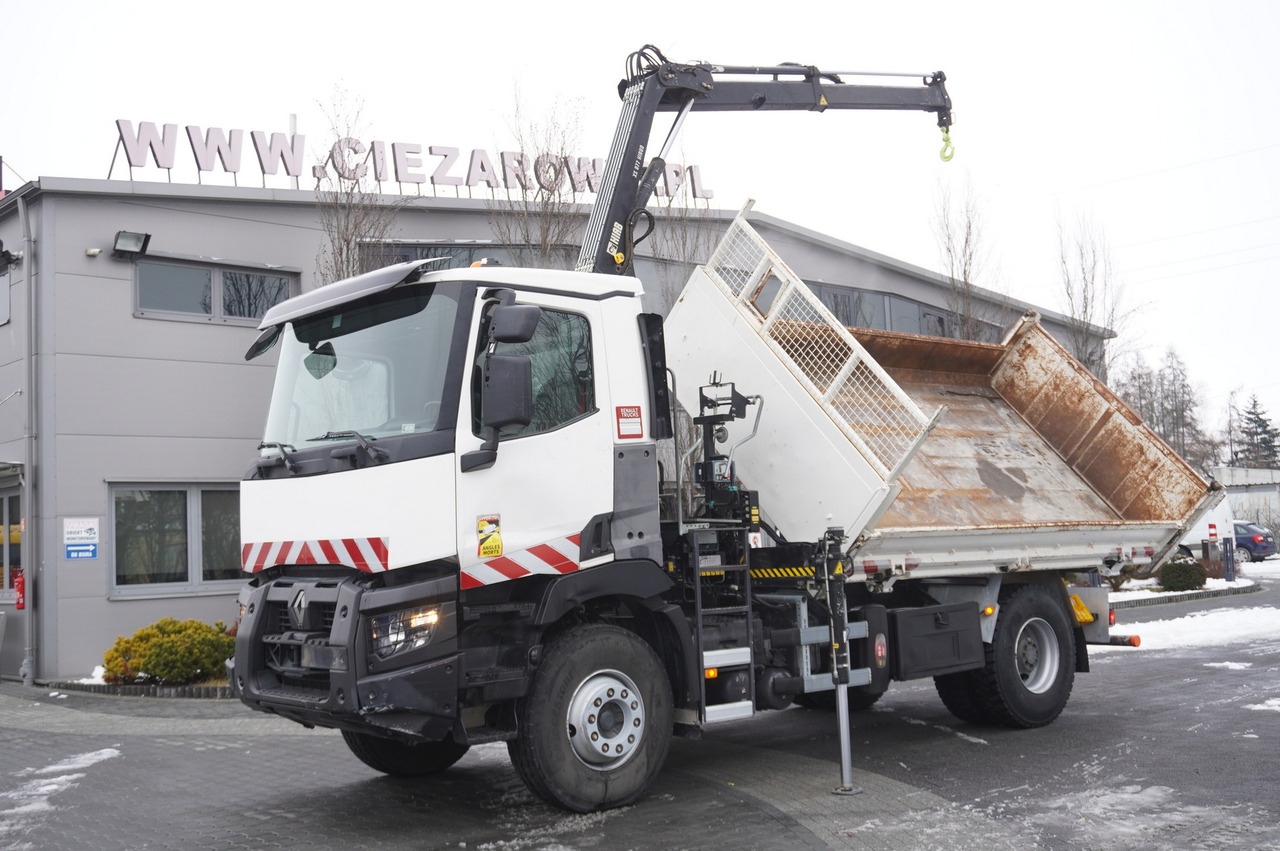 Pritsche LKW, Autokran RENAULT C380 / Hds HIAB 077 B-1 HIDUO / Double-sided dump truck: das Bild 30